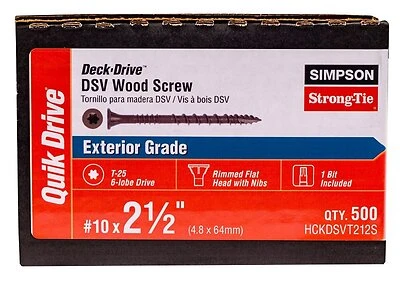 Deck-drive Dsv Wood Screw No. 10 X 2-1/2" For Decking