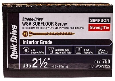 Subfloor Screw No. 9 X 2-1/2 Inch - Strong-drive Wsv