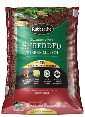 Rubberific GSBF08RD96 Shredded Rubber Mulch, Red, 0.8 Cu. Ft. Bag