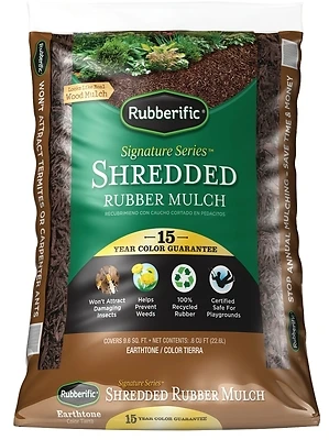 Lrm8bn Earthtone Rubber Mulch, Shredded, Dark Brown, 0.8 Cubic Feet Bag