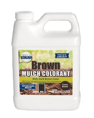 Mulch Worx Liquid Mulch Dye, Brown, 1 Quart Bottle For Instant Curb Appeal