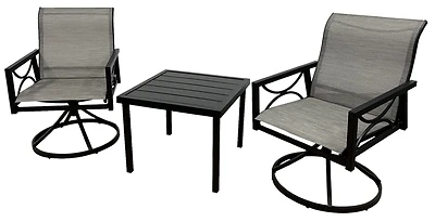 Woodsway Chat Set With Sling Chairs, Steel Frame, Brown Finish