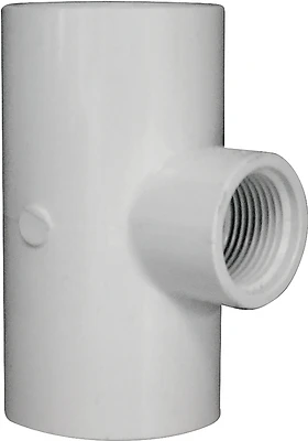 Lasco PVC Reducing Tee, 1-1/4 In Slip x 1-1/4 In Slip x 3/4 In FIP