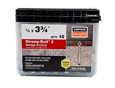 Wedge Anchor Zinc Galvanized 1/2 X 3-3/4 Inch For Concrete