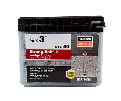 Wedge Anchor Zinc Galvanized 3/8 Inch X 3 Inch