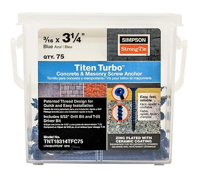 Titen Turbo Screw Anchor 3/16 X 3-1/4 Inch