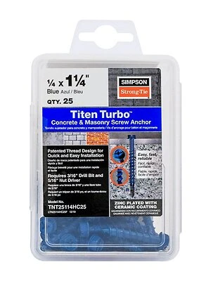 Titen Turbo Screw Anchor 1/4" X 1-1/4" Hex Head