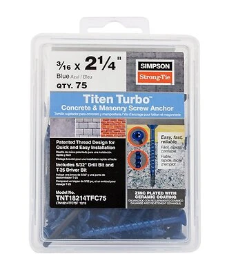 Titen Turbo Screw Anchor 3/16 X 2-1/4 Inches