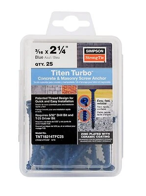 Titen Turbo Screw Anchor 3/16 X 2-1/4 Inches