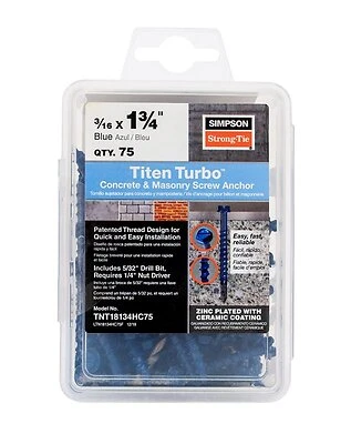 Titen Turbo Screw Anchor 3/16 X 1-3/4 Inch Hex Head