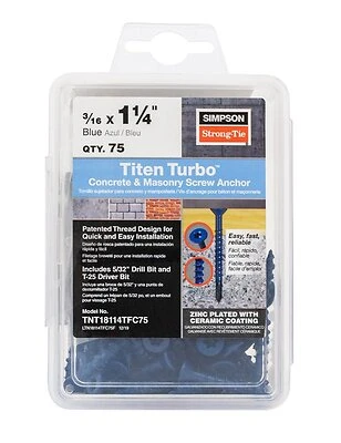 Titen Turbo Screw Anchor 3/16 X 1-1/4 Inch