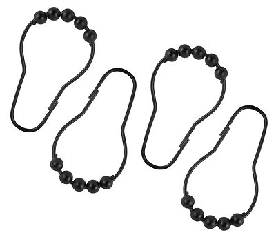 Matte Black Roller Ball Shower Curtain Hook Set - Simple Spaces Model Sd-bh-bk