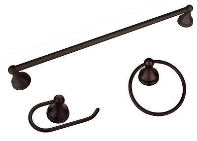 3-piece Venetian Bronze Bath Accessory Set With Towel Bar, Ring, And Paper Holder