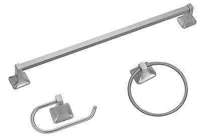 Boston Harbor 3603bn 3-Piece Bath Accessory Set, Towel Bar, Ring, Paper Holder