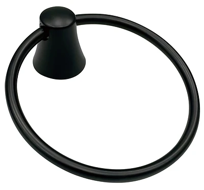 Boston Harbor 8760 Towel Ring, Matte Black Zinc and Aluminum, Wall Mount
