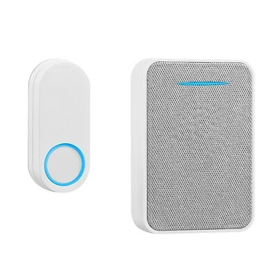 Wireless Doorbell Kit With 10 Sounds, Battery Powered, White Plastic
