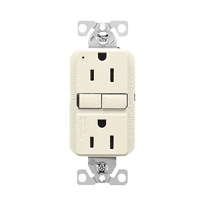 Eaton GF15LA GFCI Receptacle, 15A 125V, Light Almond, Self-Test