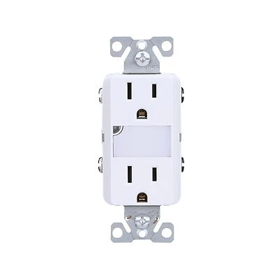 Duplex Receptacle With Nightlight, 15 Amp, White, Model Tr7734w-kb-l