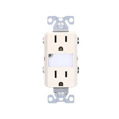 Duplex Receptacle With Nightlight, 15 Amp, Light Almond Finish, Model Tr7734la-kb-l