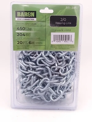 2/0 X 20 Feet Electro Galvanized Low Carbon Steel Passing Link Chain