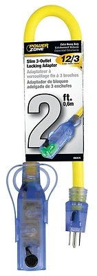 Powerzone Orbad50802 Triple Tap Adapter Cord, 12/3 Gauge, 2 Ft