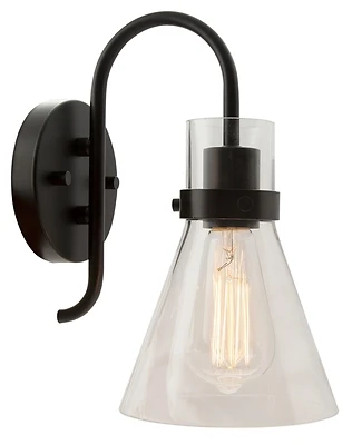 1-light Vanity Fixture E26 Black Finish 60w Clear Glass Shade