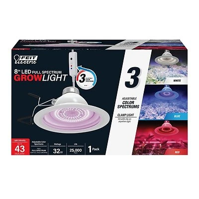 8 Inch Adjustable Clamp Grow Light With Full Spectrum Led