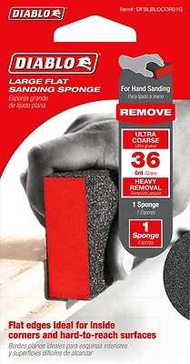 Diablo DFB234DUOH01G 36 Grit Large Flat Edge Sanding Sponge