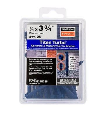 Titen Turbo Screw Anchor 1/4 X 3-3/4 Inch Hex Head