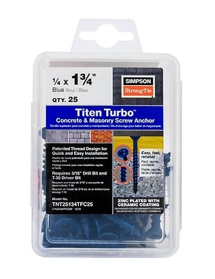 Titen Turbo Screw Anchor 1/4 X 1-3/4 Inches