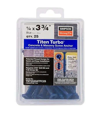 Titen Turbo Screw Anchor 1/4 X 3-3/4 Inches