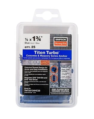 Titen Turbo Screw Anchor 1/4 X 1-3/4 Inch Hex Head