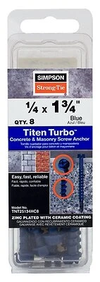 Titen Turbo Screw Anchor 1/4 X 1-3/4 Inch Hex Head