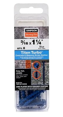 Titen Turbo Screw Anchor 3/16 X 1-1/4 Inch Hex Head