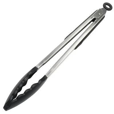 Chef Craft Premium Black Silicone And Stainless Steel Kitchen Tongs