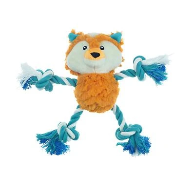 Boss Pet Park Blvd Tuggers Fox Dog Toy With Rope Limbs And Ball
