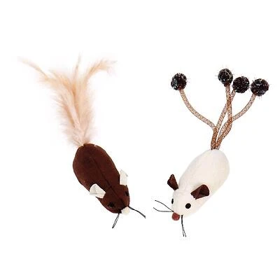 Pet Park Blvd Multicolored Plush Long Tail Mice Cat Toy 2 Pack