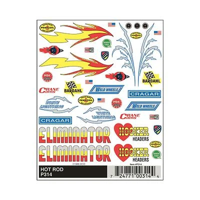 Pinecar P314 Hot Rod Dry Transfer Decal Multicolored