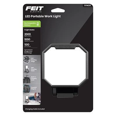 Feit Electric WORK2000FOLDBAT LED Rechargeable Folding Worklight, 2000 Lumens