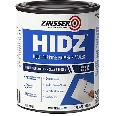 Zinsser 373693 HIDZ White Water-Based Primer and Sealer, 1 Quart