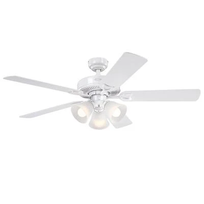 Westinghouse 7312000 Vintage Ceiling Fan, White, LED, 3 Lights, 52 In