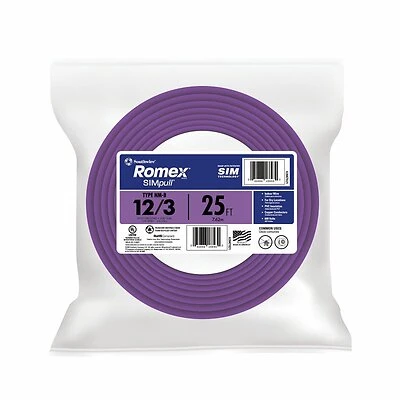 Non-Metallic Romex Sheathed Electrical Cable With Ground, 12/3, 25 Ft.