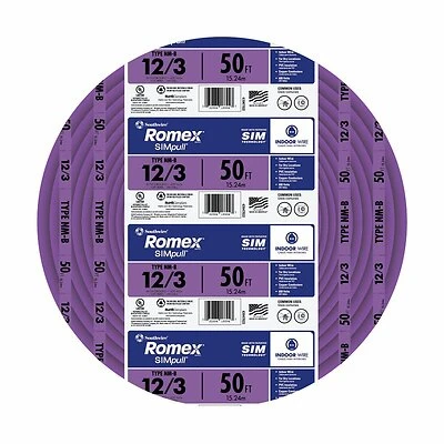 Non-Metallic Romex Sheathed Electrical Cable With Ground, 12/3, 50 Ft.
