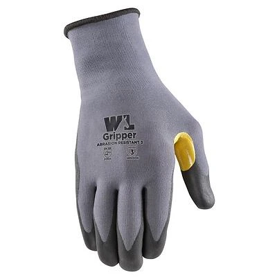 Wells Lamont 691L-020 Men's Nitrile Coated Grip Gloves, Gray/Yellow, Large