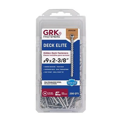 Grk Fasteners Deck Elite #9 X 2-3/8 In Stainless Steel Star Drive Hidden Deck Screws 200 Count