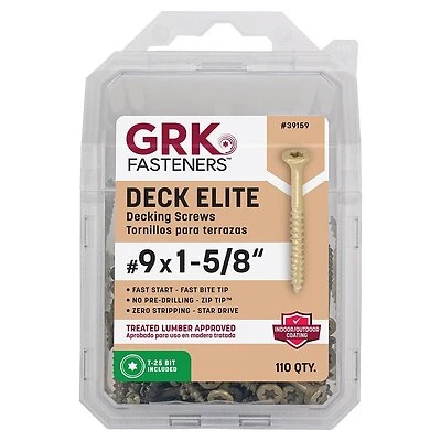 Grk Deck Elite #9 X 1-5/8 Inch Star Drive Bugle Head Deck Screws 110 Count