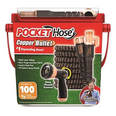 Pocket Hose Copper Bullet 3/4 In. Diameter X 100 Ft. Length Expandable Flexible Garden Hose