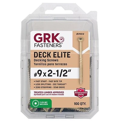 Grk Deck Elite #9 X 2-1/2 Inch Star Drive Bugle Head Deck Screws 100 Count