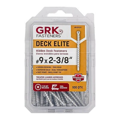Grk Deck Elite #9 X 2-3/8 Inch Star Drive Bugle-head Hidden Deck Screws 100 Count