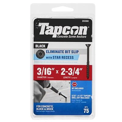 Tapcon 3/16 In X 2-3/4 In Black Star Bugle Head Concrete Screw Anchor 75 Count